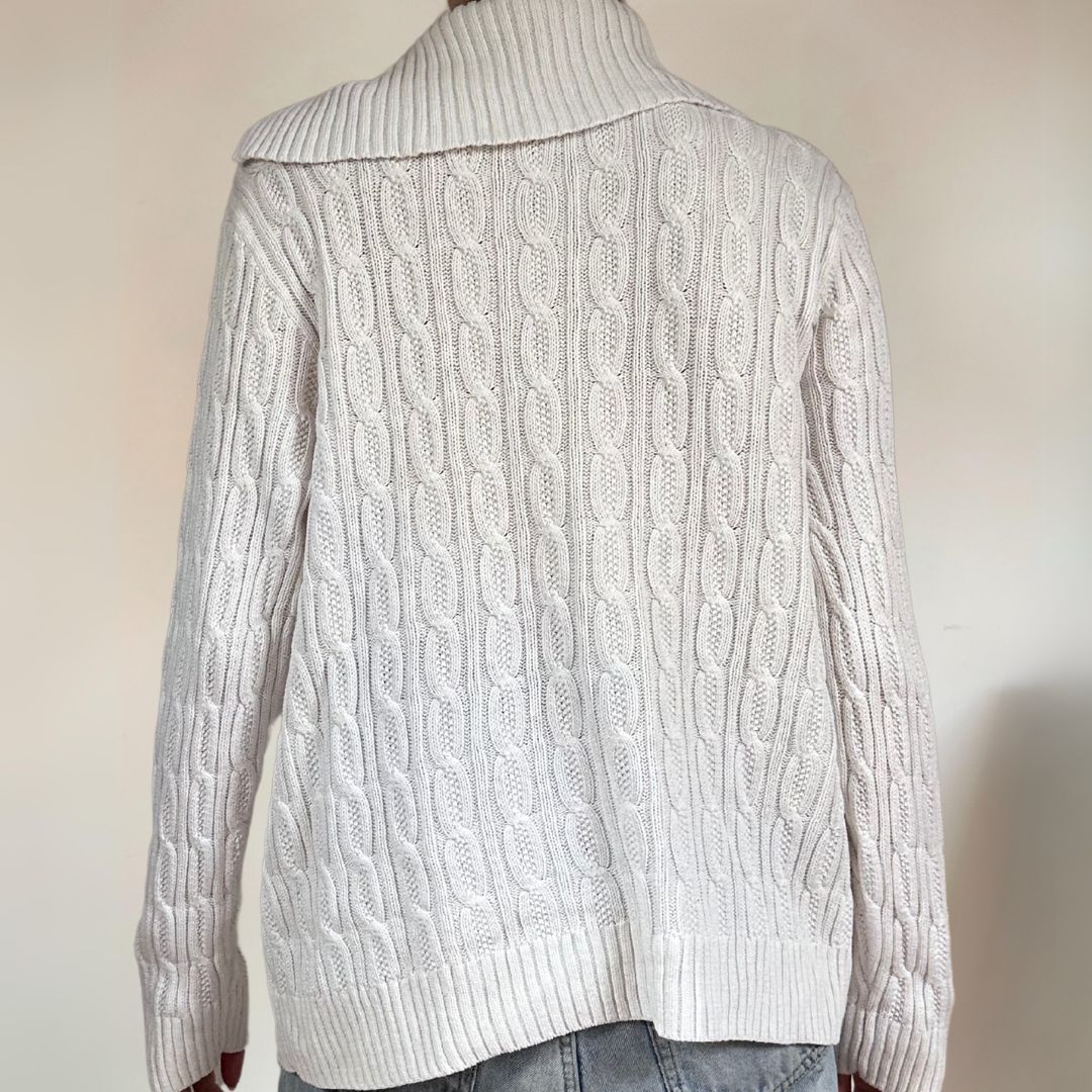 White Cable Knit Jumper UK14