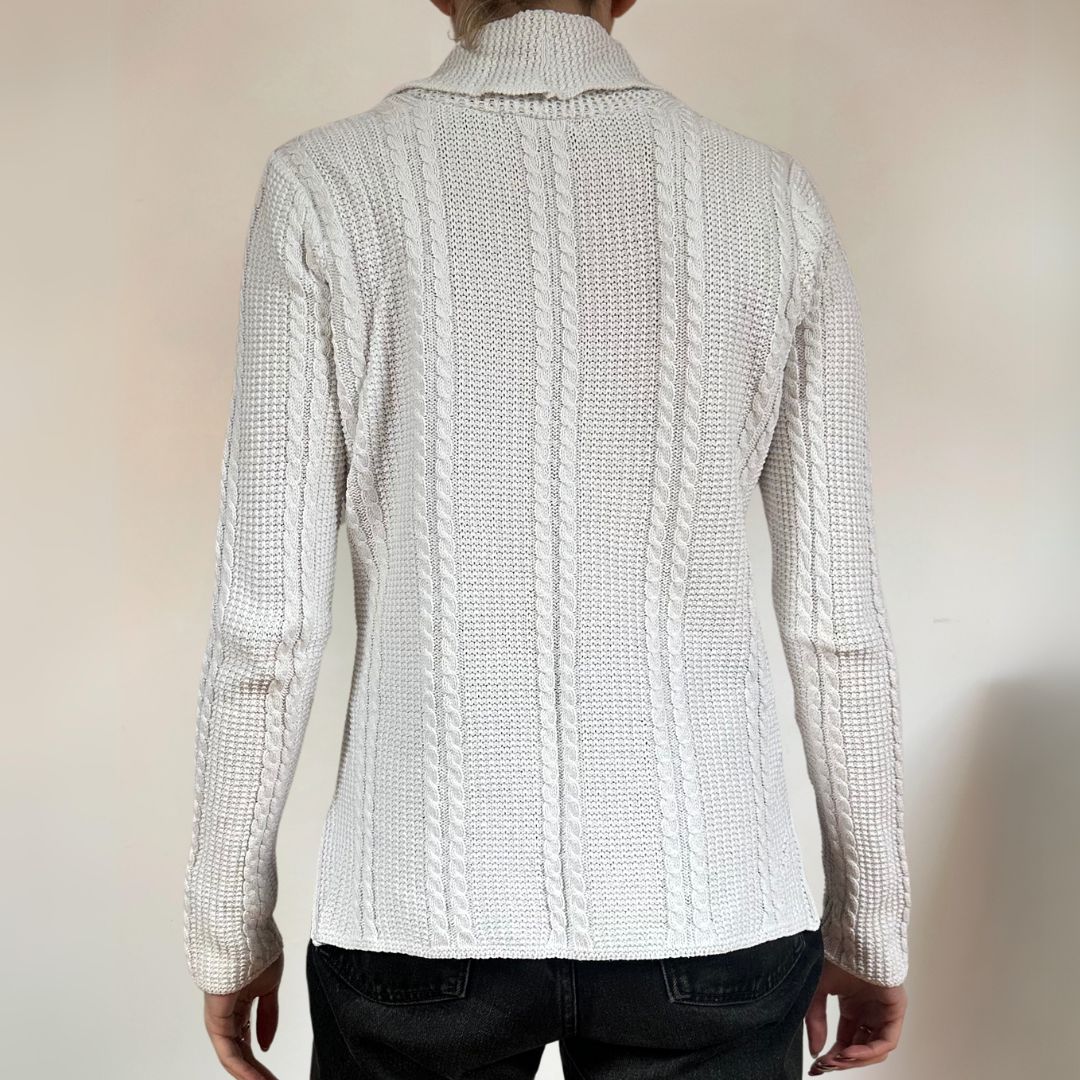 Cable Knit White Jumper UK10