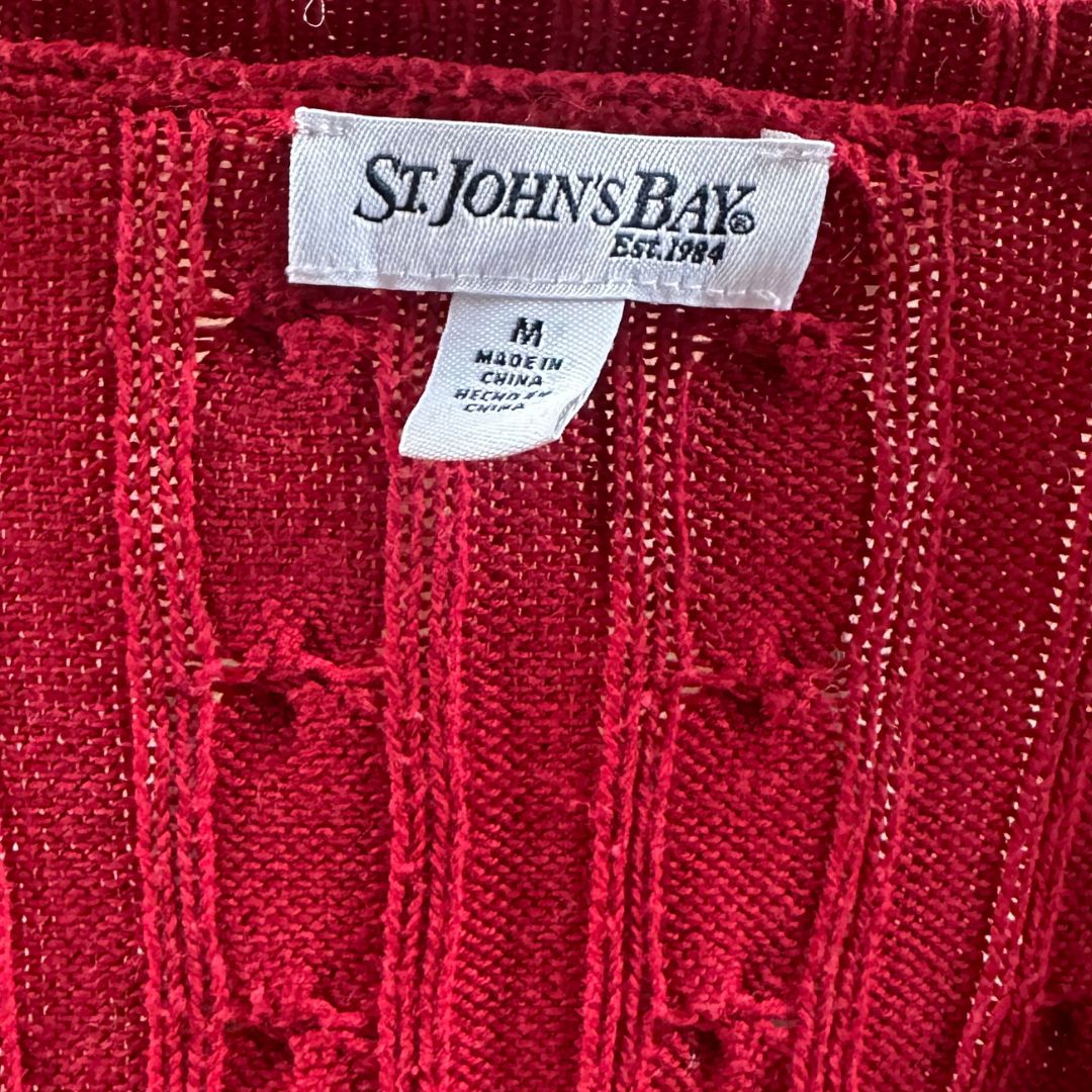 Cable Knit Red Vintage Jumper UK14