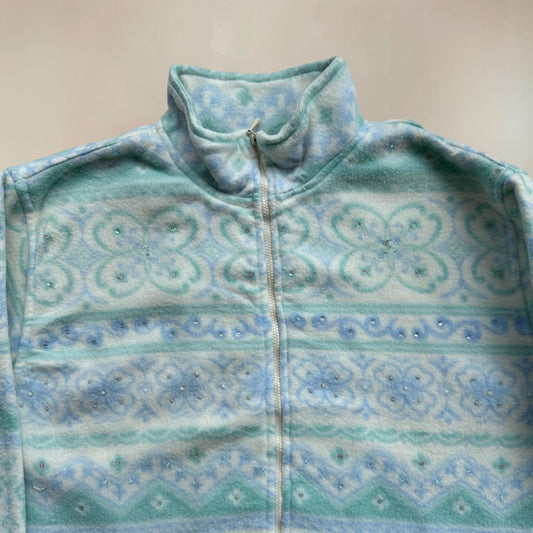 Funky Vintage Beaded Fleece Size M