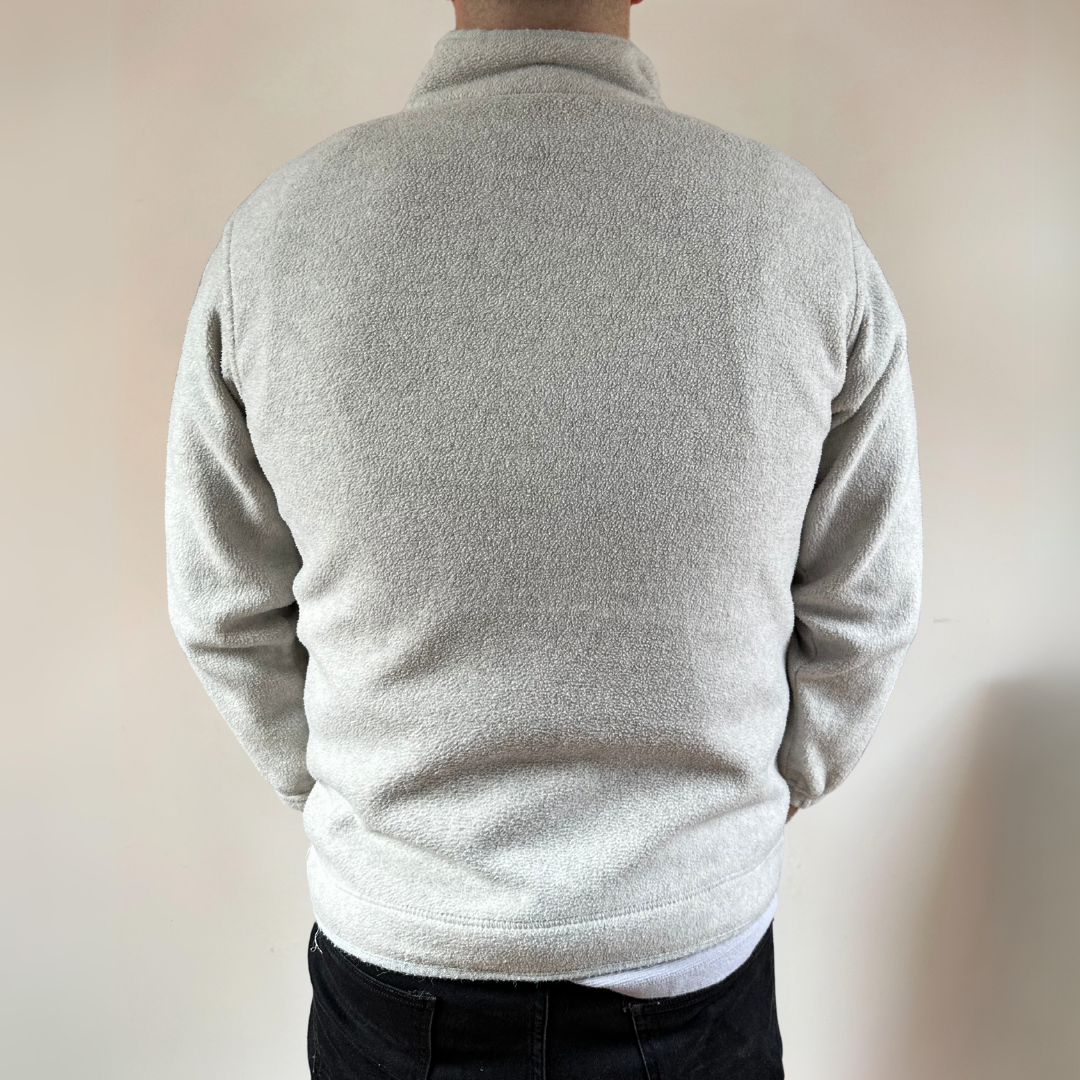 Grey Embroidered Vintage Mens Fleece Size L
