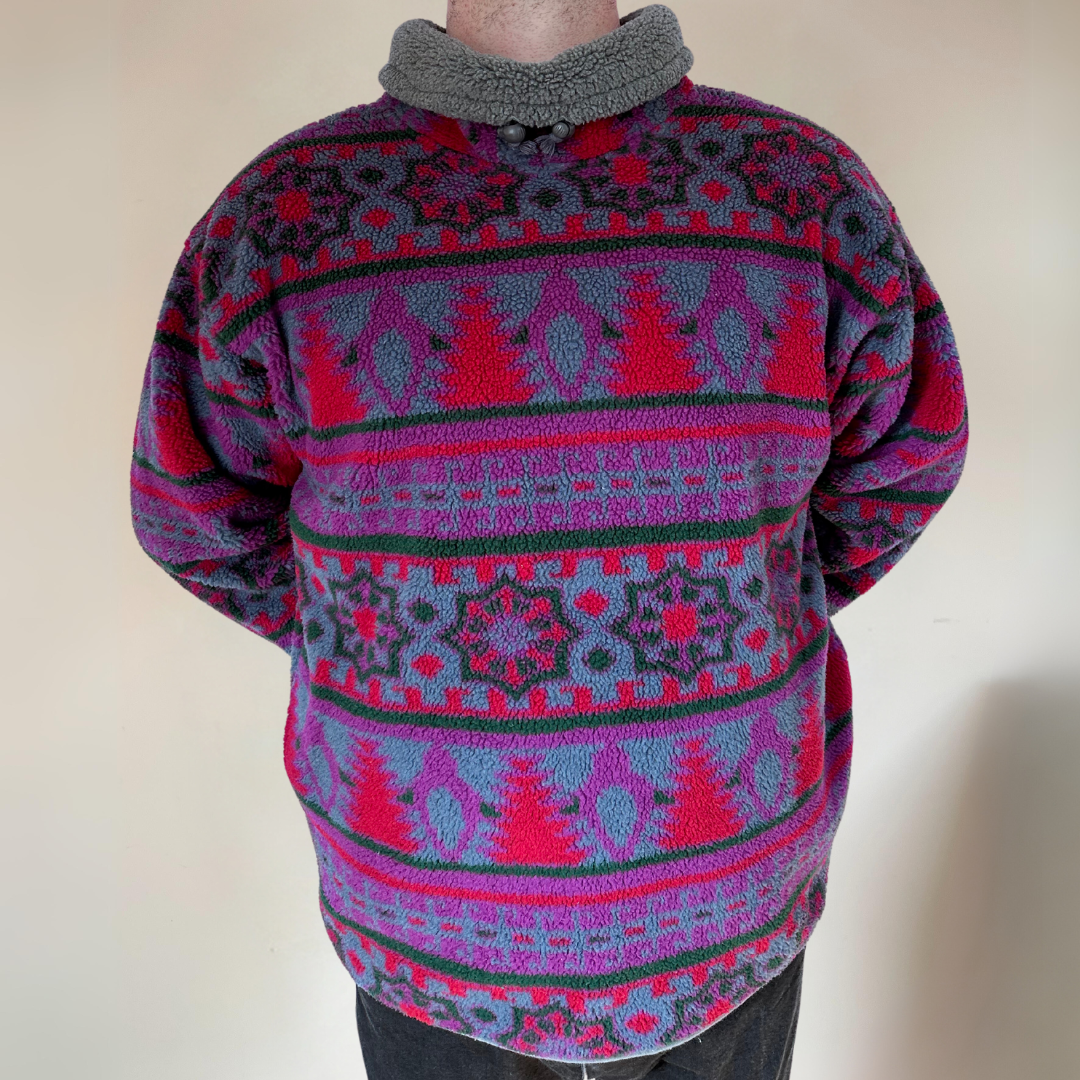 Grey, Purple & Red Mens Fleece Size XL