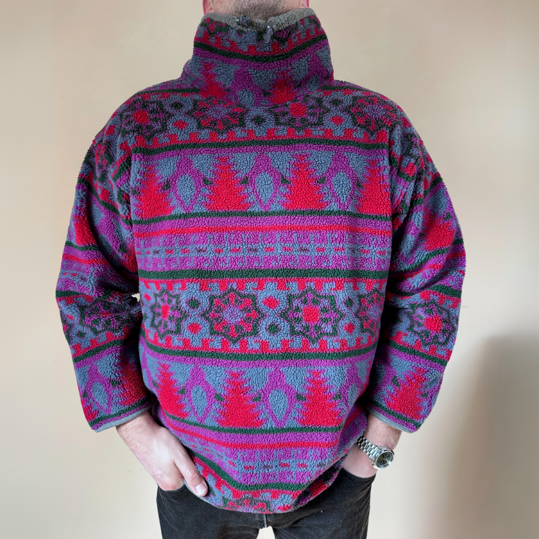 Grey, Purple & Red Mens Fleece Size XL