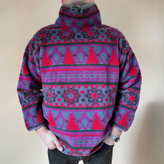 Grey, Purple & Red Mens Fleece Size XL