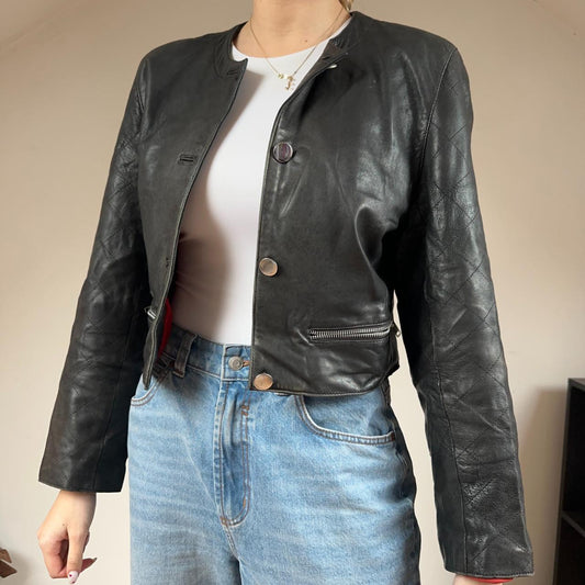 Vintage Leather Short-line Jacket UK10