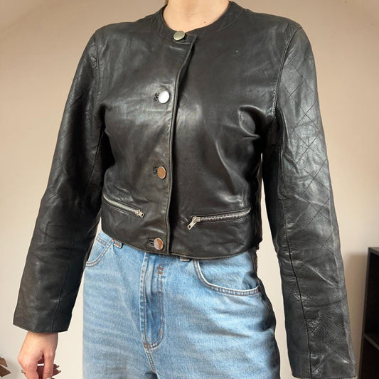 Vintage Leather Short-line Jacket UK10