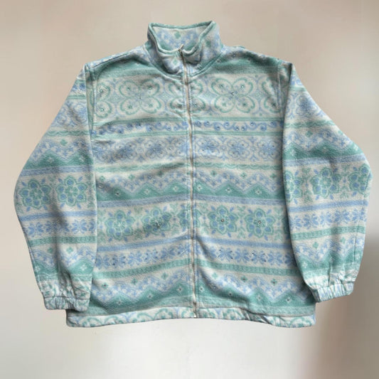 Funky Vintage Beaded Fleece Size M